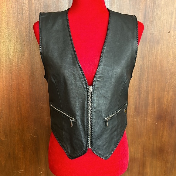 Upcycled Harley Davidson Leather Vest S - Picture 1 of 8